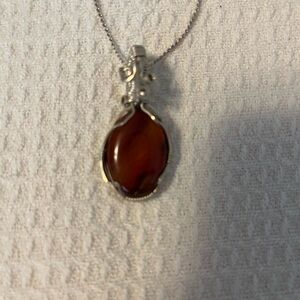 Gold and Amber Pendant Necklace